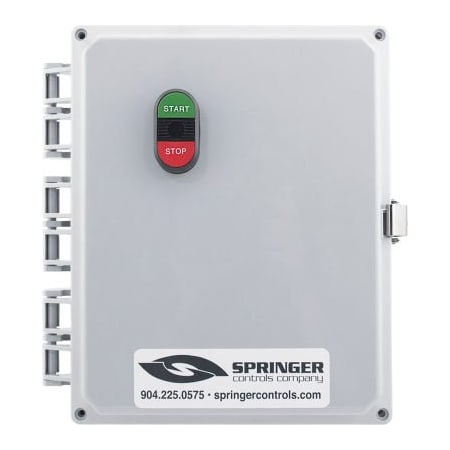 Springer Controls Co NEMA 4X Enclosed Motor Starter, 38A, 3PH, Direct Online, Start/Stop, 100-250V, 16-20A AF3806P1M-3I
